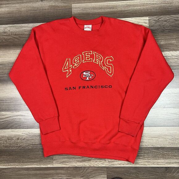 VTG Nutmeg Mills San Francisco 49ers Crewneck Embroidered Made In USA Sz Large - Picture 1 of 9